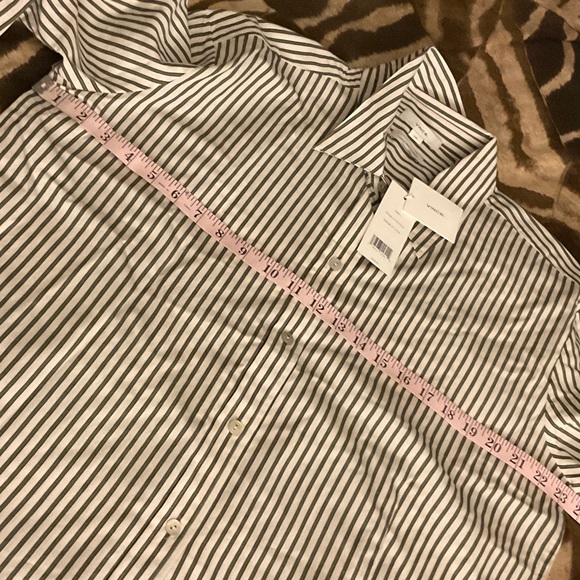 VINCE
Till Stripe Cropped Button Down Tops       Color: Off White Multi - Picture 6 of 10